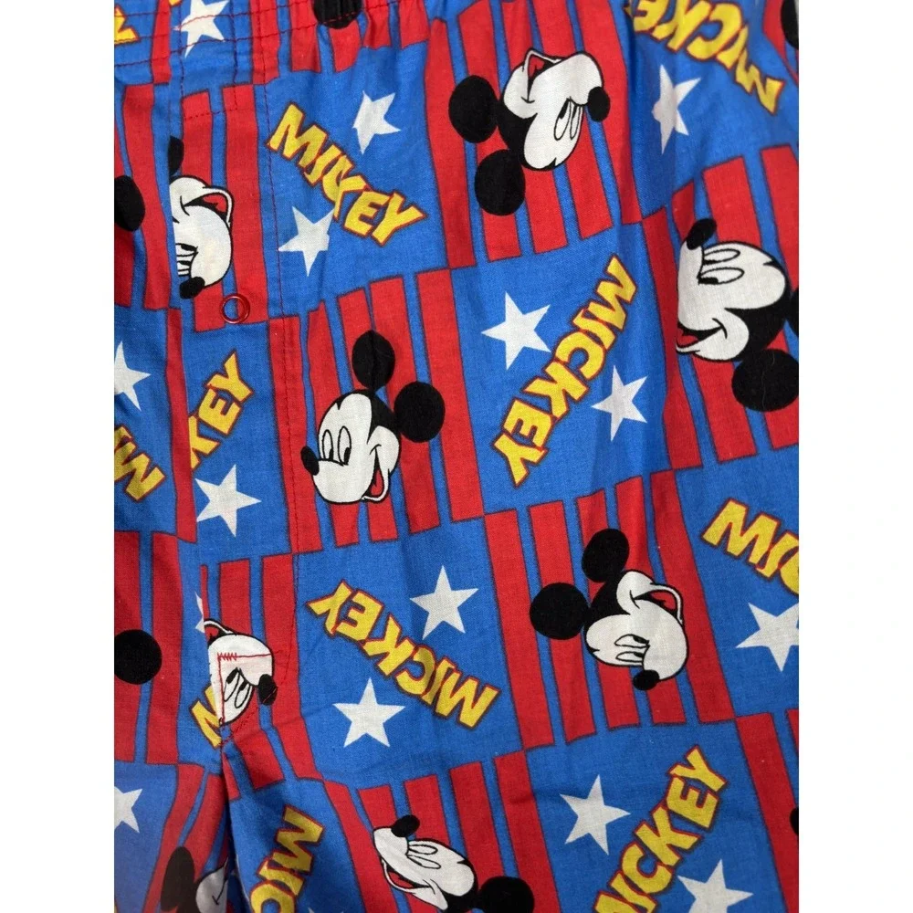 Vintage Mickey Unlimited Boxer Shorts Mens Medium Blue Red Stars Disney USA 90s